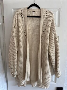 Free People Cream Oversized Cardigan
